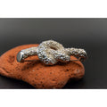 Vintage 80s Silver Tone Pave Rhinestone Oval Knot Brooch Pin