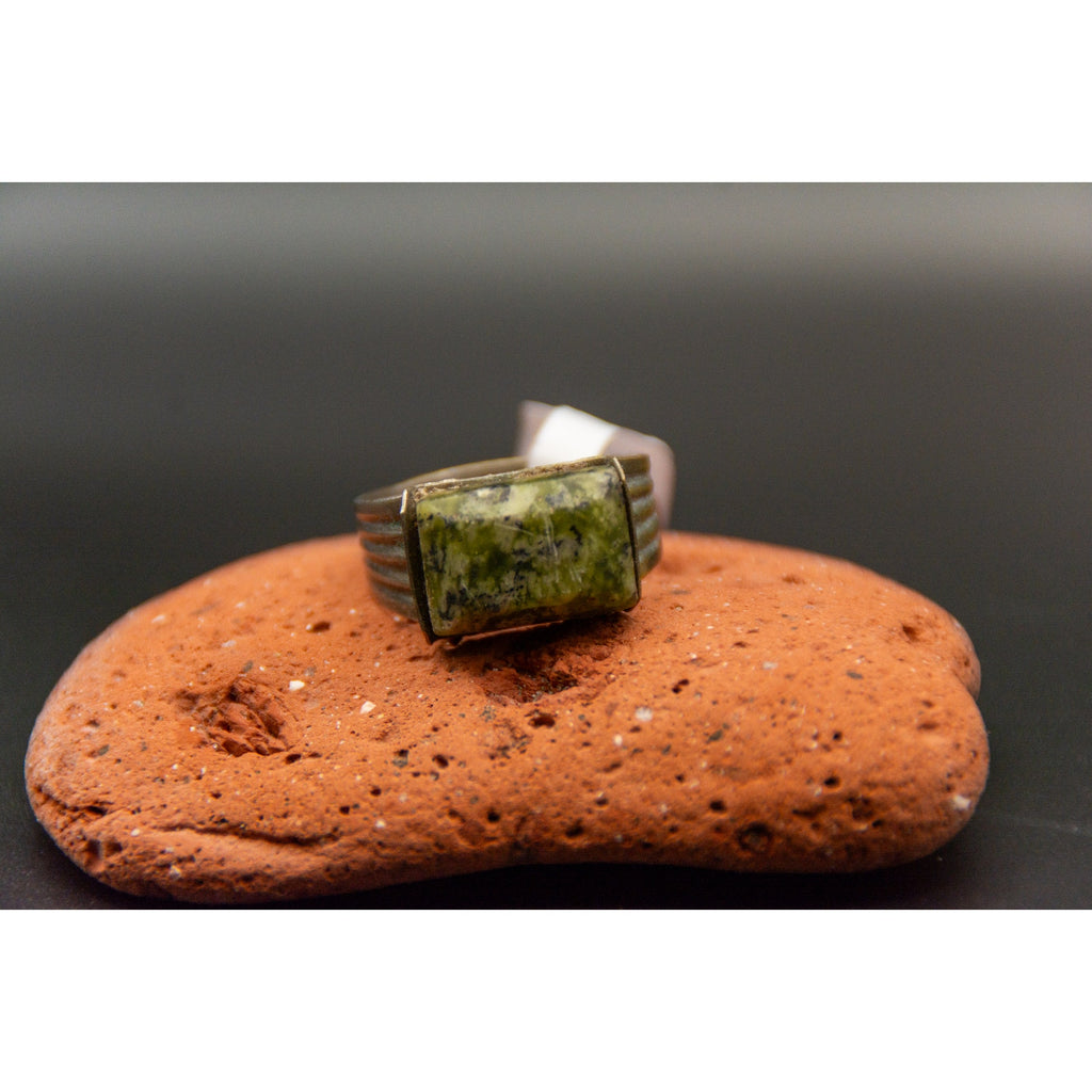 Vintage Green Jade Kochi Afghan Ring - Size 10