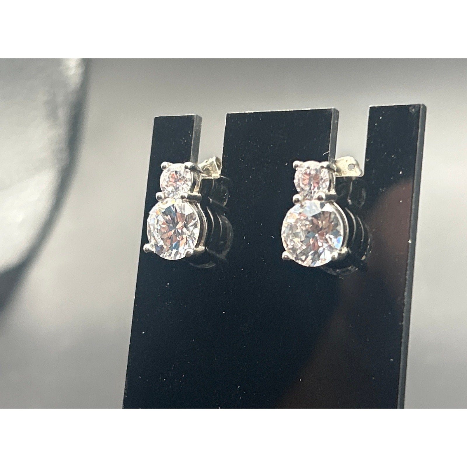 Vintage Clear Crystal Rhinestone Drop Dangle Cluster Earrings