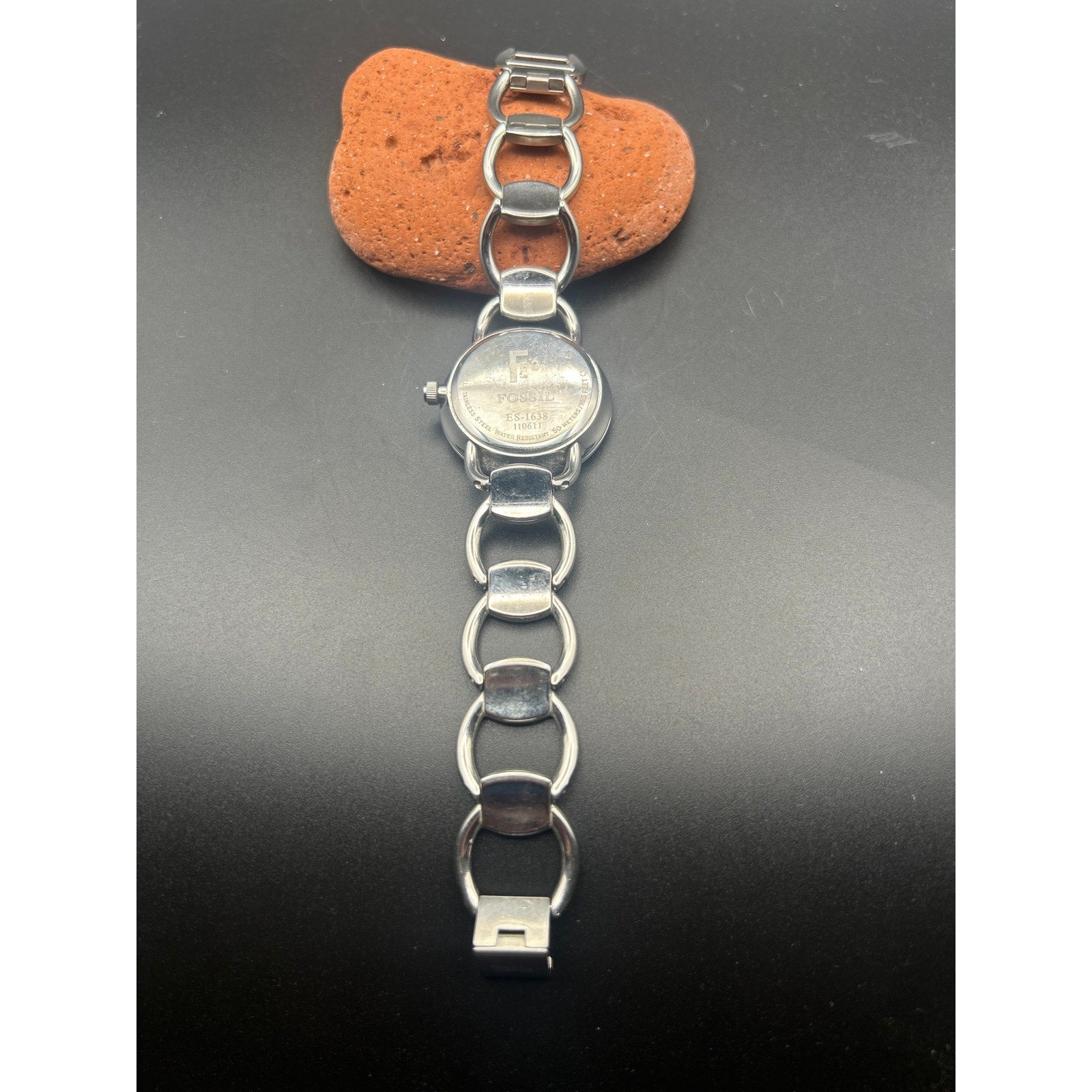 Fossil F2 Silver Tone Black Pave Dial Ladies Watch | ES-1638 Link