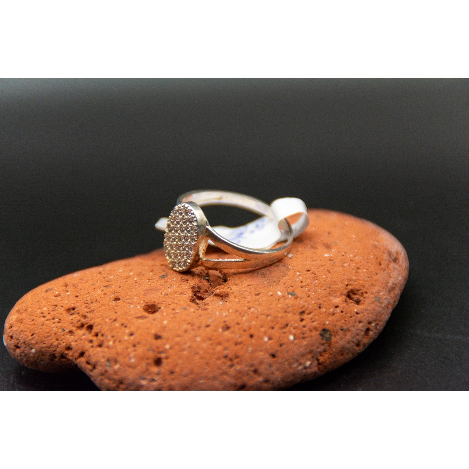 Pave CZ Cluster Ring in Sterling Silver - Size 8.5