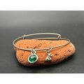 Alex and Ani Silver Tone Charm Bracelet | Emerald Green Poodle Dog
