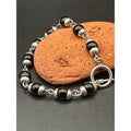 Vintage Mexican 925 Sterling Silver Black Onyx Bead Bracelet 6.5" Toggle