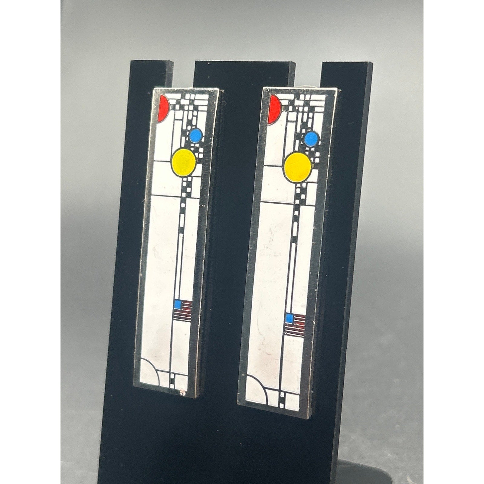 Vintage ACME Studio Frank Lloyd Wright Cloisonne Enamel Earrings