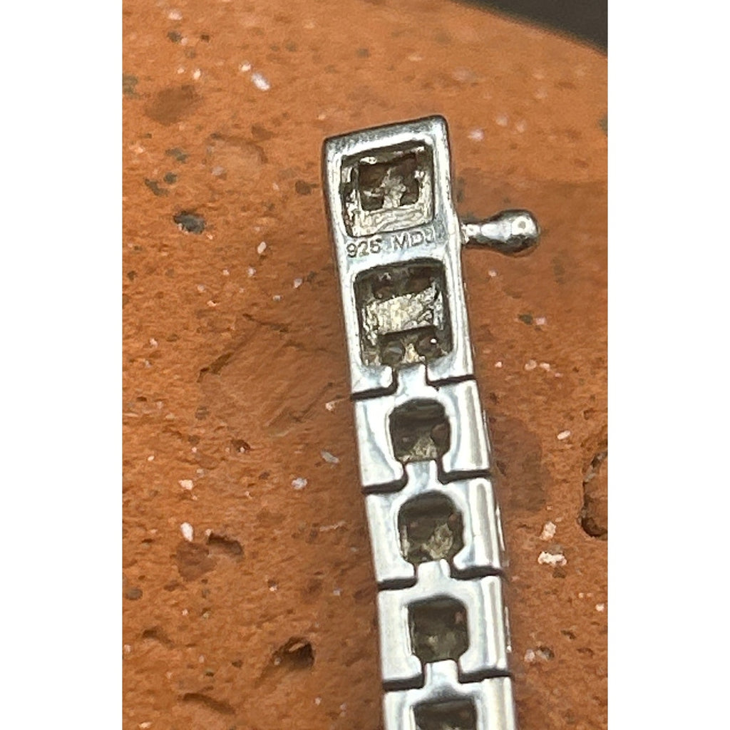 Signed MDJ 925 Sterling Silver Diamond Tennis Bracelet 200+ Diamonds 6.5" Link