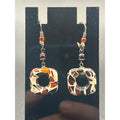 Vintage Modernist Resin Swirl Drop Dangle Earrings Amber Accent