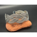 Vintage Silver Tone Braided Wire Cuff Bracelet Mixed Texture Open Bangle Adjust