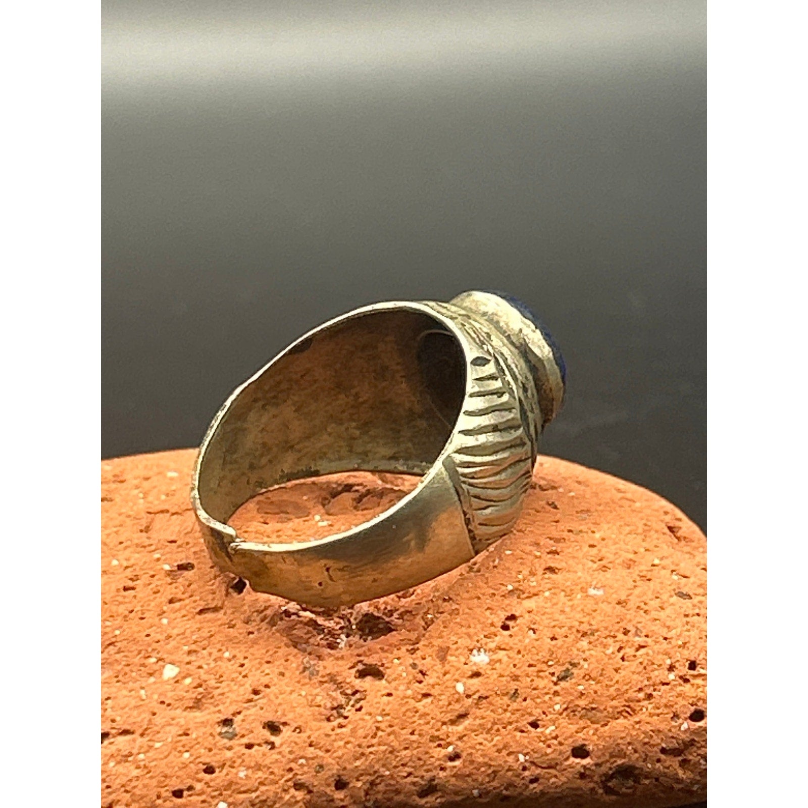 Vintage Afghan Kochi Tribal Ring Lapis Lazuli Split Band Size 9 Repair/Craft
