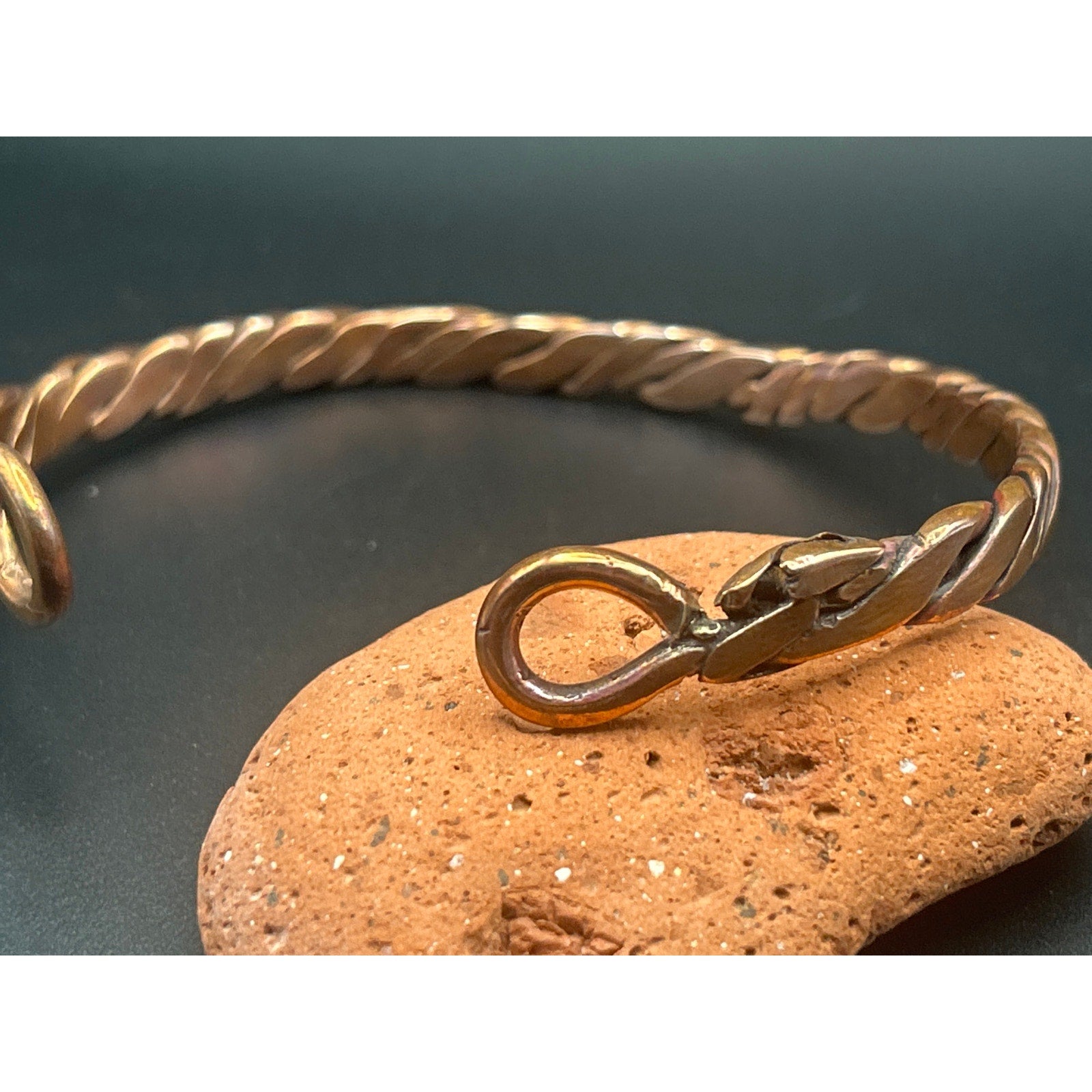 Handmade Copper Bicep Cuff - Twist With Light Flame Kissed Finish Upper Arm