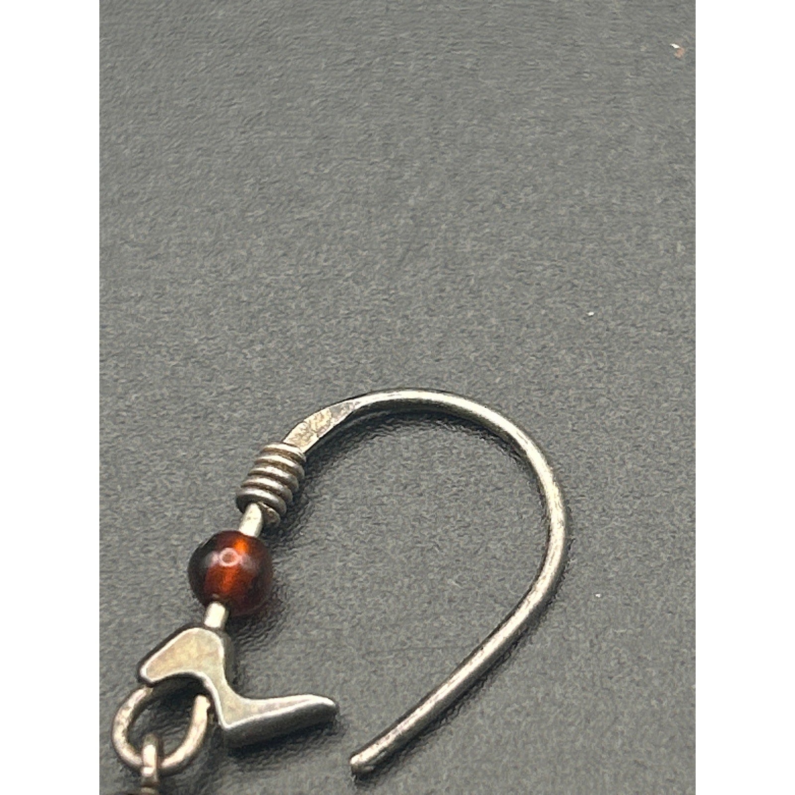 Vintage 925 Sterling Silver Squiggle Earrings | Amber Carnelian Teardrop