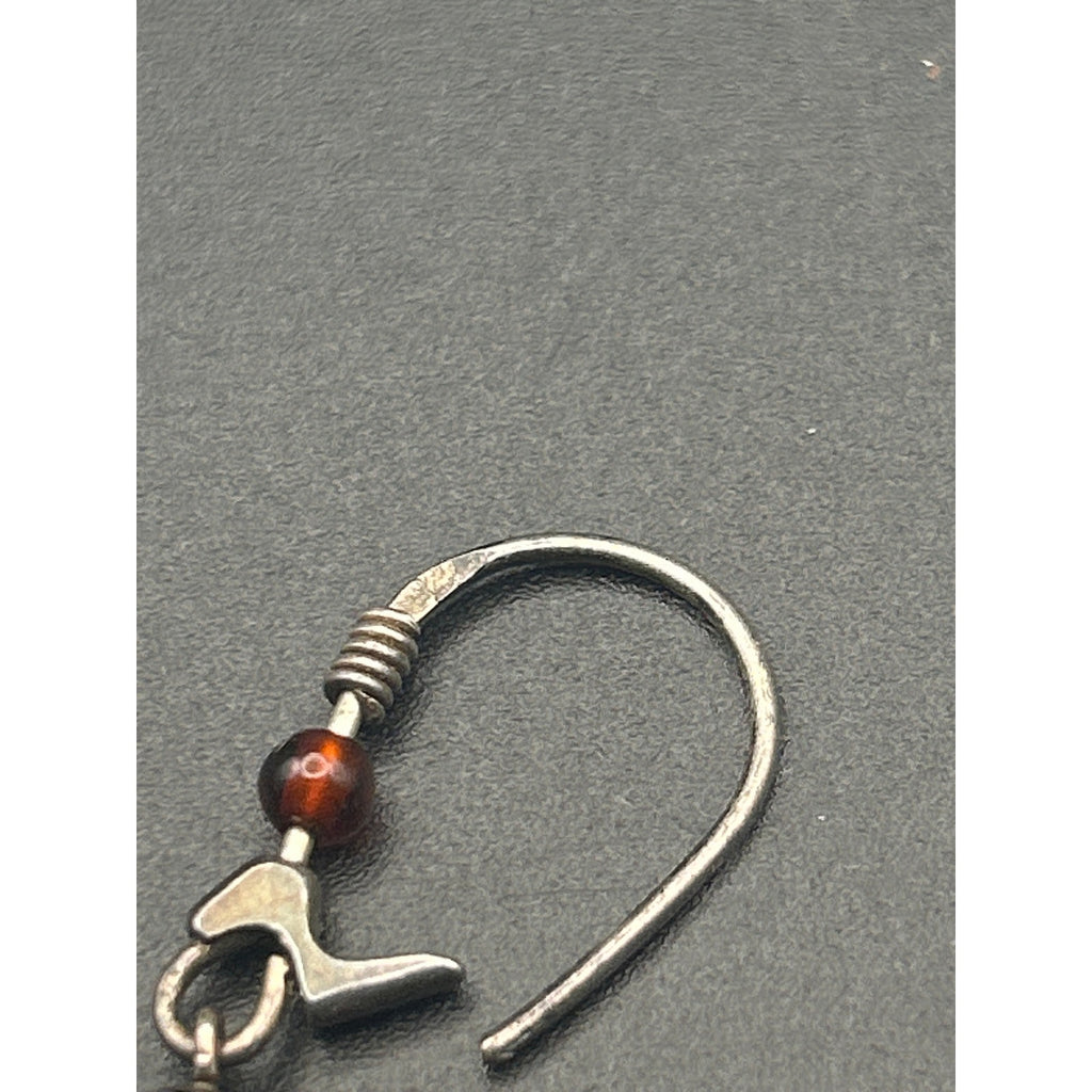 Vintage 925 Sterling Silver Squiggle Earrings | Amber Carnelian Teardrop