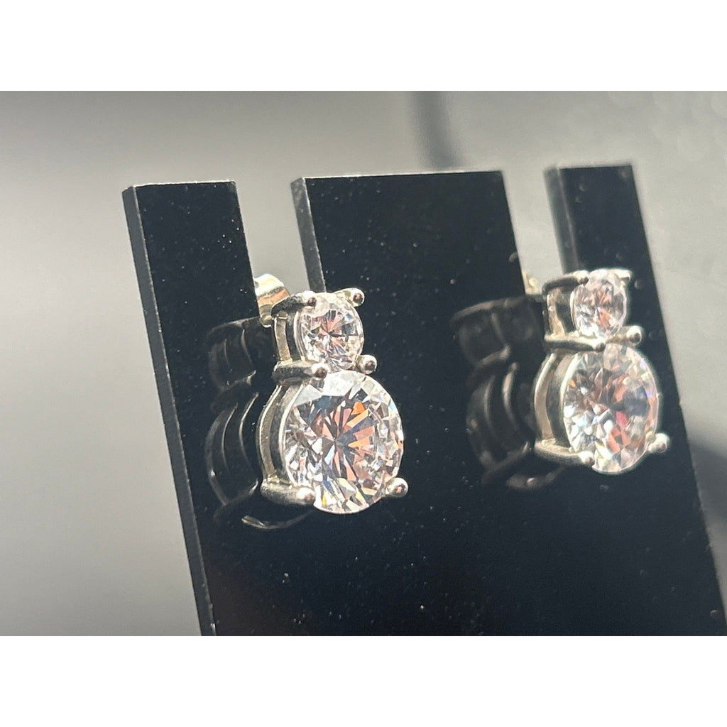 Vintage Clear Crystal Rhinestone Drop Dangle Cluster Earrings