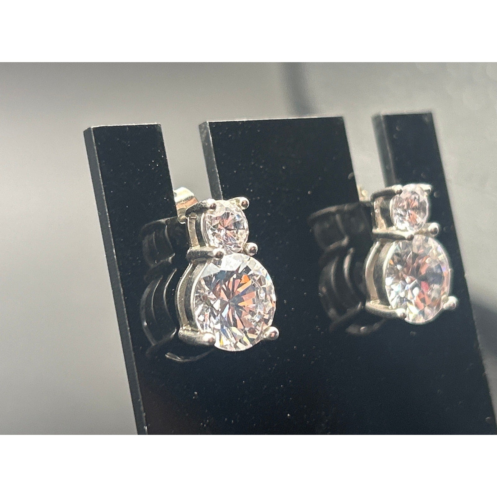 Vintage Clear Crystal Rhinestone Drop Dangle Cluster Earrings