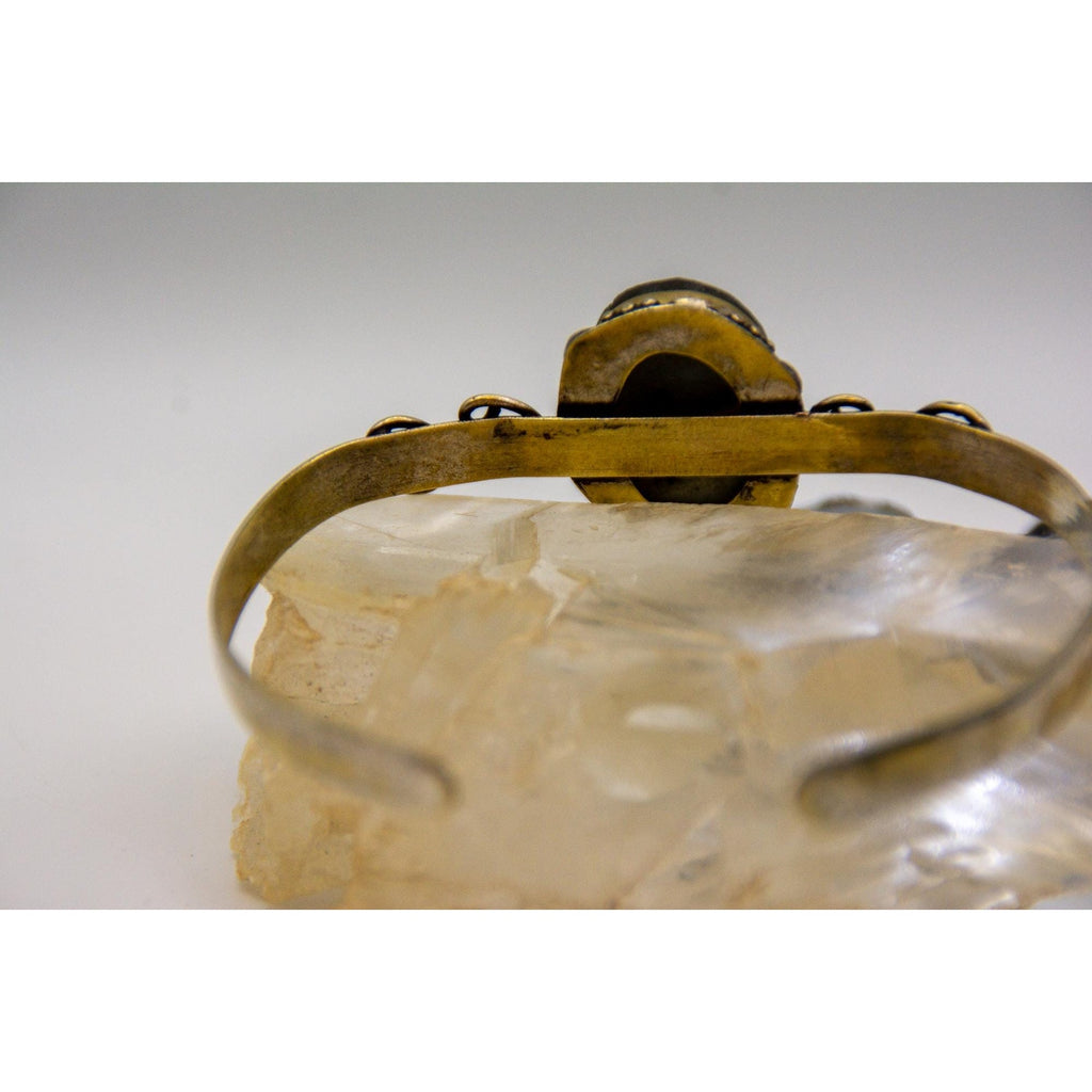 Blue Flash Labradorite Cuff | Gold Over Sterling Silver Boho Bracelet